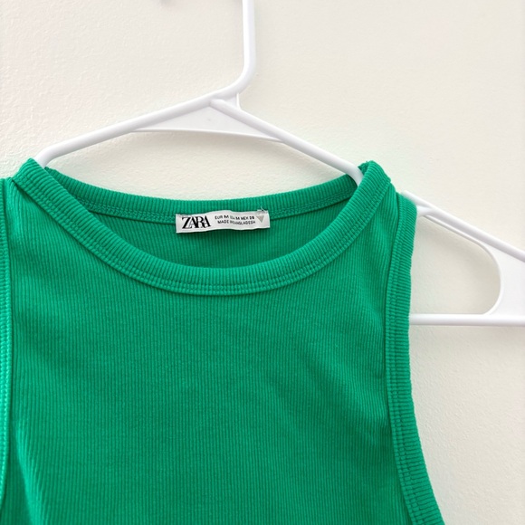 Zara Green Ribbed Tank Top - Picture 2 of 3